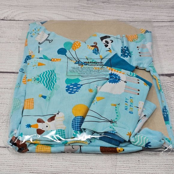 NIB Little Sleepies Blue Party Animals‎ Two Piece Pajama Set Size 12-18 months - Picture 3 of 3